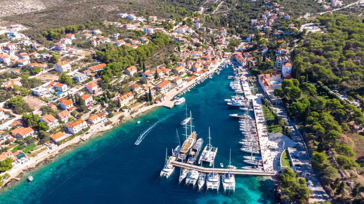 Aerial,View,On,Maslinica,,Island,Of,Solta,,Croatia