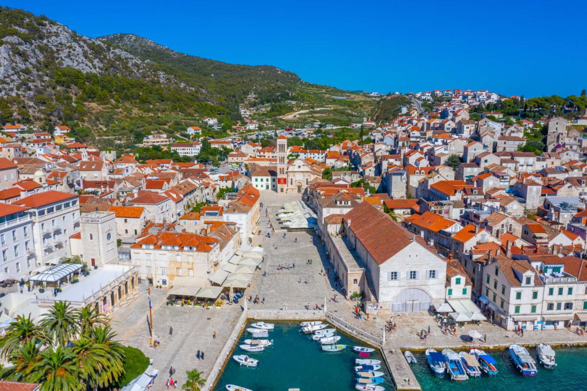 Aerial,View,Of,The,Old,Town,Of,Hvar,,Croatia